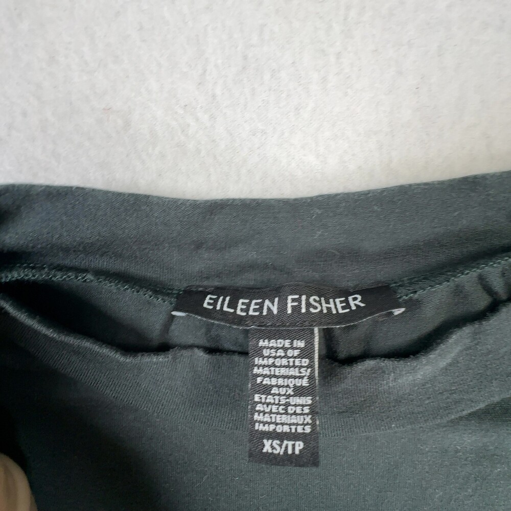 Eileen Fisher Sleeveless Mock Neck Top TENCEL Lyocell Dark Green Women's Size XS - Picture 2 of 9